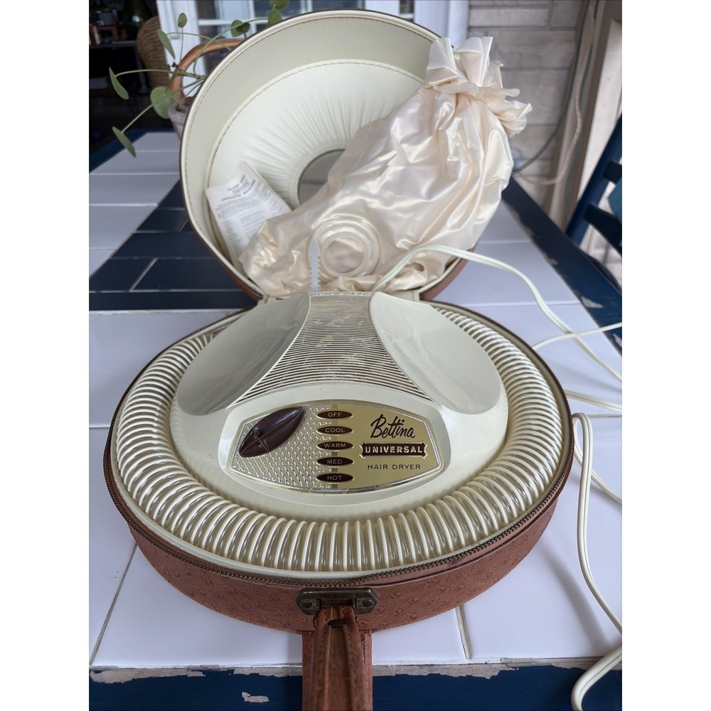 Vintage BETTINA Universal Soft Bonnet Hair Dryer in Carrying Case Working! C Shf